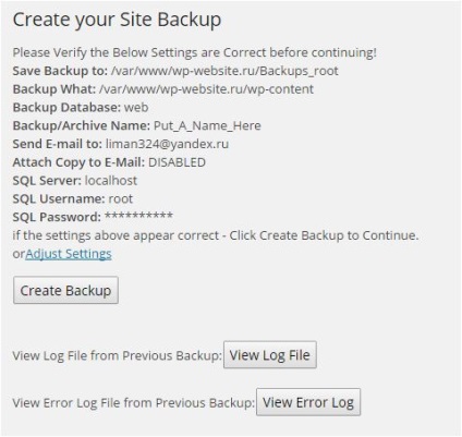 Wordpress ez backup