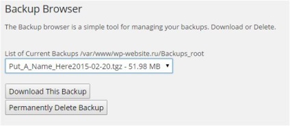 Wordpress ez backup