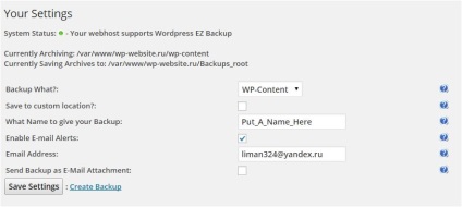 Wordpress ez backup