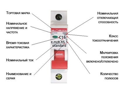 Întreruptoare automate - caracteristici tehnice și interpretarea marcajelor, curentul de timp