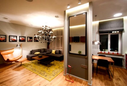 Design interior și aspectul unei camere de studio cu bucătărie