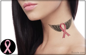 Emotional roz tatuaj panglică simbolul de speranță și putere