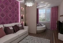 Nappali hálószoba klasszikus stílusú modern szobában, loft és Provence, belső minimalizmus,