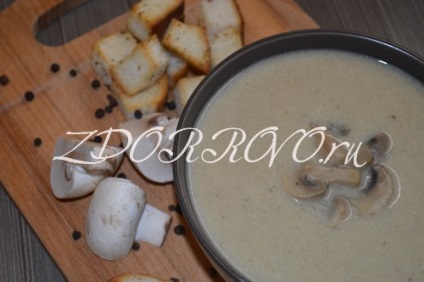 Supa cu ciuperci de ciuperci cu cremă de șampanie pas cu pas rețetă cu fotografie