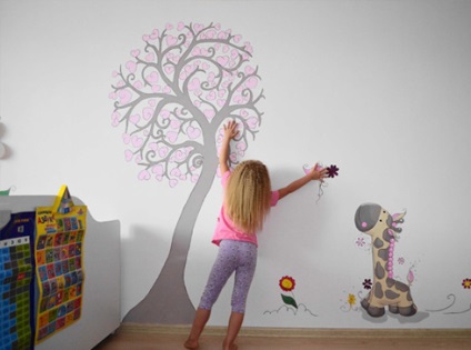 Cum să picteze pereții cu mâinile tale cum să decorezi peretele în grădiniță, cameră de zi și dormitor