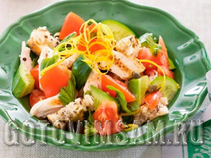 Salată de salată cu paste și pui, rețete