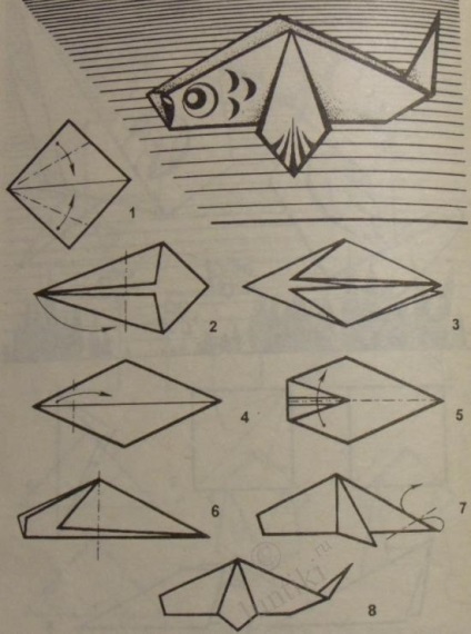 Hârtie Origami - scheme de pescuit simple