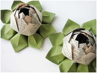 Scheme Origami pentru plierea floarei de lotus în moduri diferite