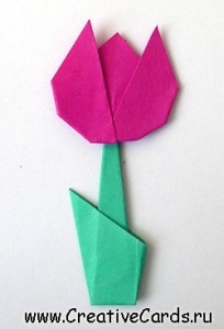 Origami tulipán kártyákhoz