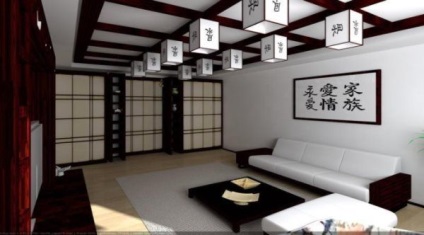 Plafonul în stil japonez cum să alegeți lămpi de plafon, candelabre pentru forma de est a yin