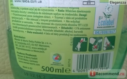 Mijloace de curățare a ochelarilor frosch spiritus glas-reiniger pentru sticlă și suprafețe netede -