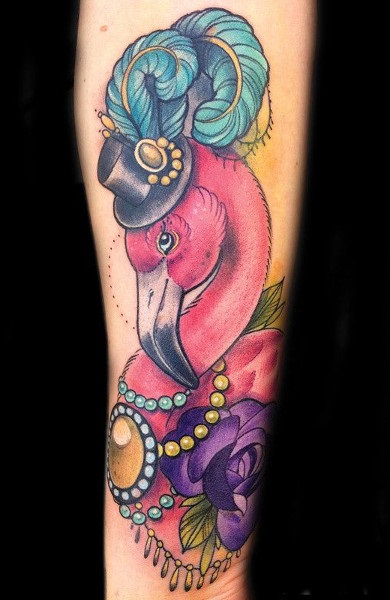 Tattoo Flamingo - înțeles, schițe pentru tatuaje și fotografii
