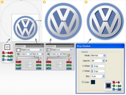 Illustratorul de lecții creează emblema lui Volkswagen