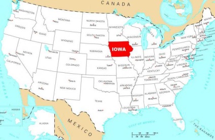 Iowa (stat) poziția geografică, populația, orasele mari