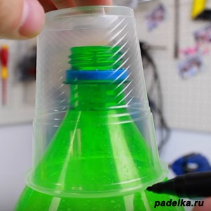 Suport pentru pahare dintr-o sticlă de plastic cu mâinile tale