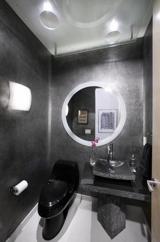 тоалетна дизайн с черен тоалет, Domfront