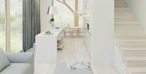 Fotografie de design interior al bucătăriei din camera de zi cu șemineu