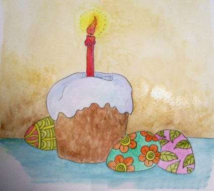Cum de a desena un tort de Paște cu acuarelă în etape