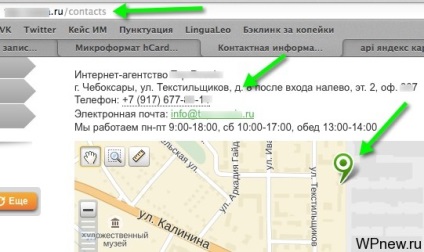 Yandex harta la site-ul și microformat hcard in-contacte