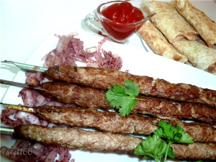 Kiyama shish kebab (vagy kivágott shish kebab juhból üzbég stílusban) recept a fotókkal