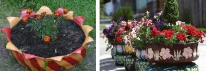 Un pat de flori de anvelope - ceea ce ar putea fi mai neobișnuit este cum să faceți un pat de flori dintr-o anvelopă pentru paturi de flori