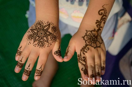 Mendy, mehendi pictura henna pe corpul din India