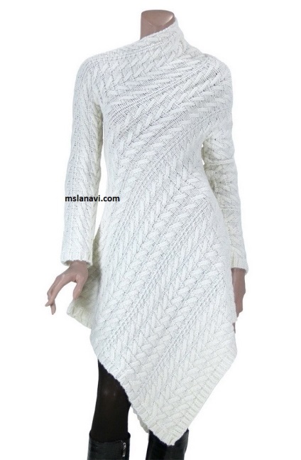Rochie originala tricotata diagonal, tricotata de lana wi