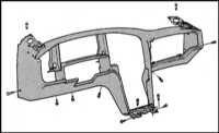 Saab 9000, demontarea și instalarea ansamblului panoului frontal (- torpilă -), saab 9000