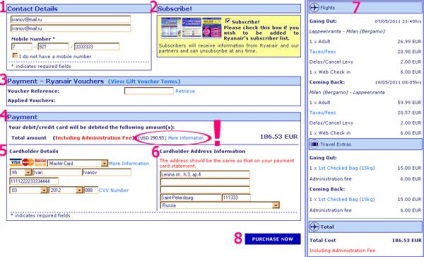 Pasul # 4 Introduceți datele de contact și plătiți biletele