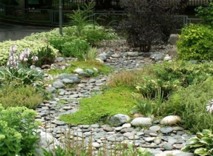 Pârâul uscat în design peisagistic pentru o grădină