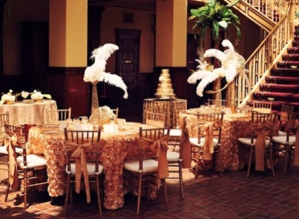 Esküvő stílusa a nagy gatsby fotó, design, zene, ruha kód, versenyek, mi egy nyaralás