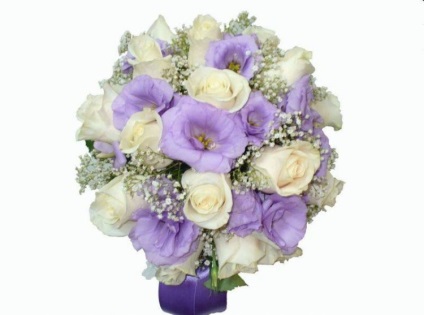 Buchet de nunta de la Eustoma, cu ce culori se combina