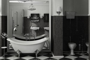 Fürdőszoba és WC fekete-fehér színben
