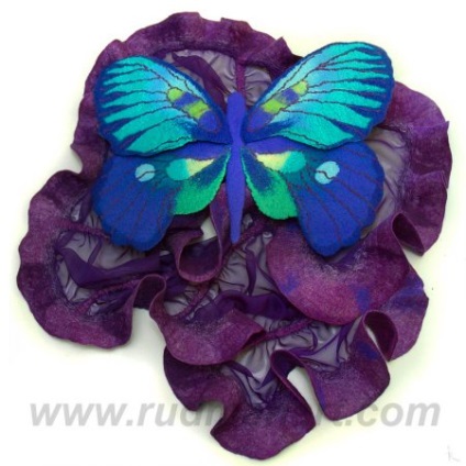 Irina Rudman clasă de master pe felie de mătase eșarfă cu broșă-fluture