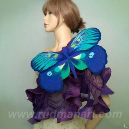 Irina Rudman clasă de master pe felie de mătase eșarfă cu broșă-fluture