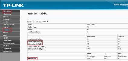 Az adsl router hibaelhárítása a td-w8960n modemek dsl paramétereinek ellenőrzésével,