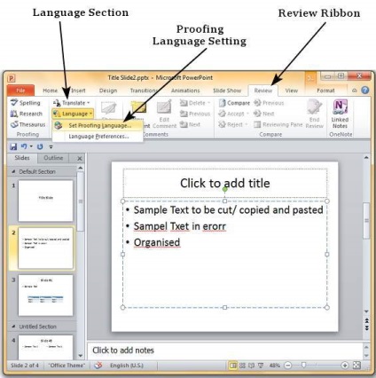 Ellenőrizze a helyesírást a powerpoint 2010-ben