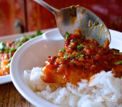 Rizs a halakkal - lépésről lépésre recept a fényképen