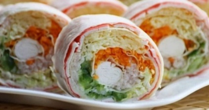 Lavash roll cu crab sticks pas-cu-pas retete cu fotografie