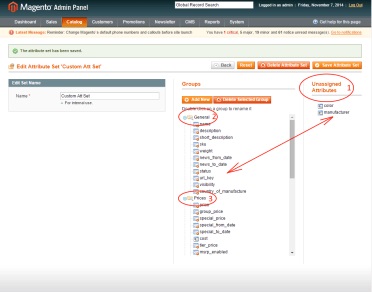 Створення та редагування attribute sets - magento, свіжі замітки
