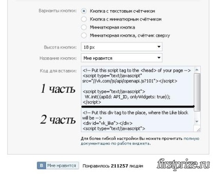 Ние постави на WordPress блог бутон ми харесва от VKontakte, блог за онлайн активност и