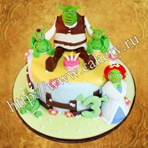 Cake Shrek la comanda, comandă un tort de Fiona și Shrek, cumpără prăjituri cu Shrek la Moscova, nunți, copii ...