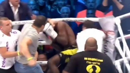 În Paris, fanii bate kickboxer-ul în ring (video), elefant