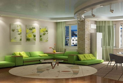 Zöld szín és árnyalatai a belső térben
