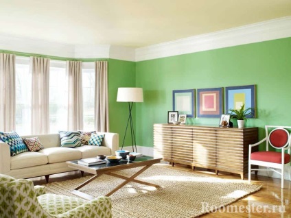 Zöld szín a belső térben - fotó kombináció más színekkel