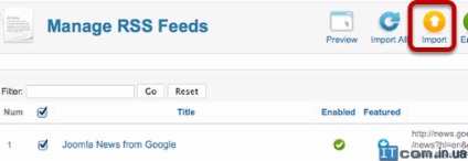 Importul automat de feed-uri RSS folosind feedgator