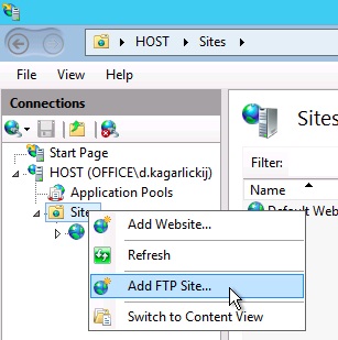 Configurare rapidă ftp în iis 8 (Windows Server 2012), este comunitatea din Ucraina