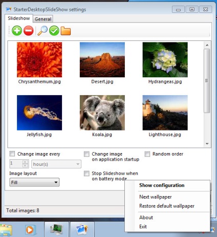 Schimbați imaginea de fundal în fereastra de pornire - prezentare de diapozitive desktop