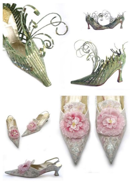 A virágok, medálok, rhinestones lenyűgöző lehetőségek a cipők ünnepi dekorációjára - mesterek tiszteletére - kézzel készítettek