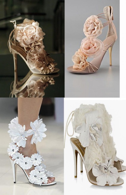 A virágok, medálok, rhinestones lenyűgöző lehetőségek a cipők ünnepi dekorációjára - mesterek tiszteletére - kézzel készítettek